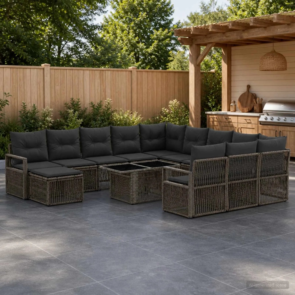 Set Divano da Giardino 13 pz Grigio e Grigio Scuro polyrattan 3437195