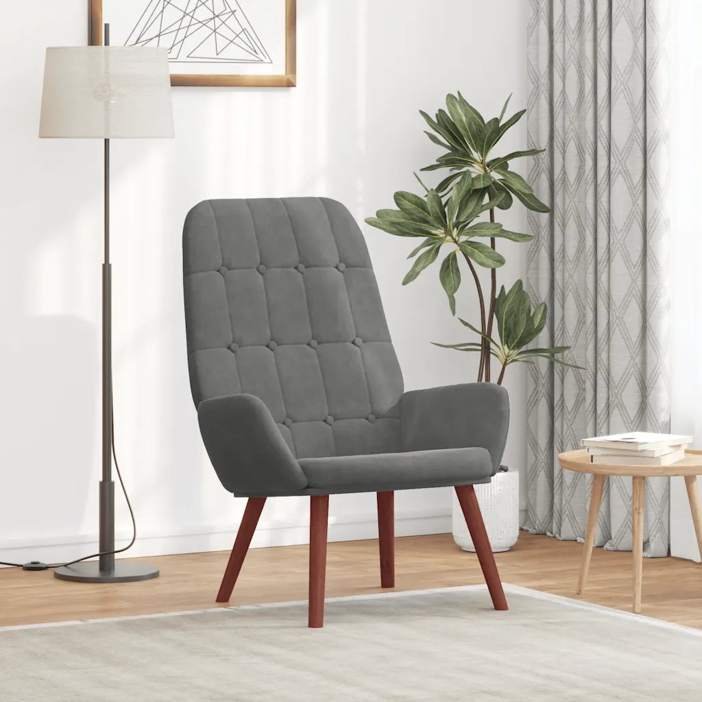 Poltrona | Sedia Relax Grigio Scuro in Velluto
