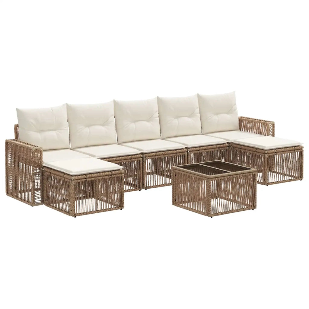 Set Divano da Giardino 8 pcs Beige e Bianco Crema polyrattan 3435213