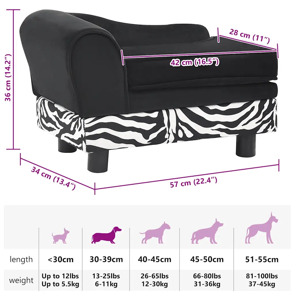 Divano per Cani Nero 57x34x36 cm in Peluche 170939