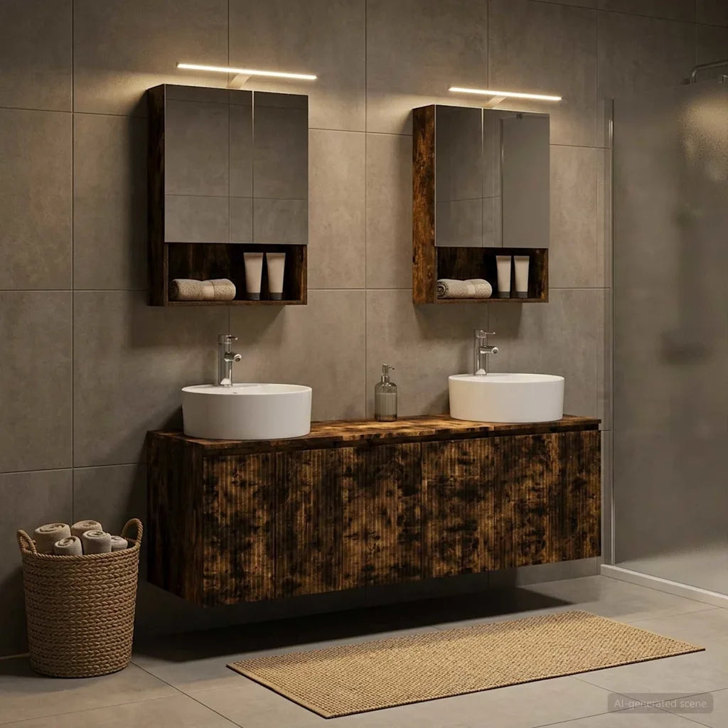 Set di Armadi da Bagno 5 pcs Rovere Fumo Legno ingegnerizzato 3406443