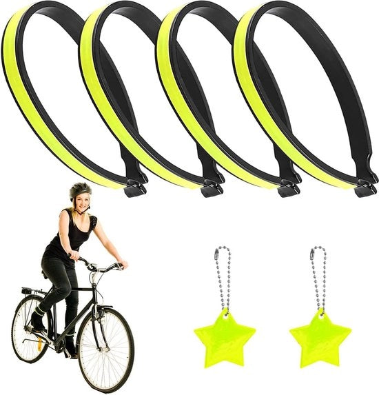 Collare per Cani Riflettente Pacchetto da 4 Collari Riflettenti con 2 Alberi a 2 Stelle Flessibili per Jogging Escursionismo Campeggio Ciclismo Anelli per Pantaloncini Gialli