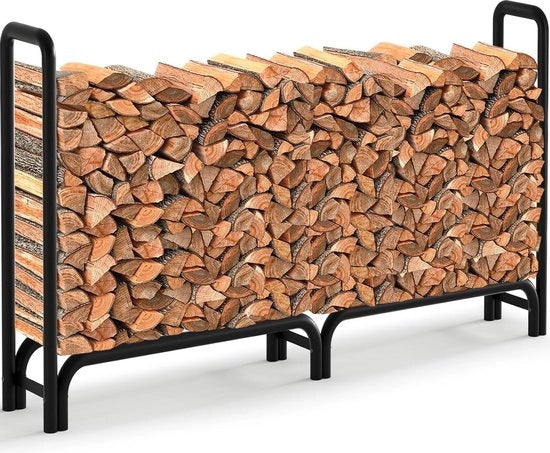 Scaffale in legno per esterno Dimensioni: 244 cm x 122 cm x 35,56 cm Supporto per legna da esterno Supporto per legna in legno Supporto per legna in metallo Scaffale per legna da esterno Scaffale per legna in metallo Scaffale per legno