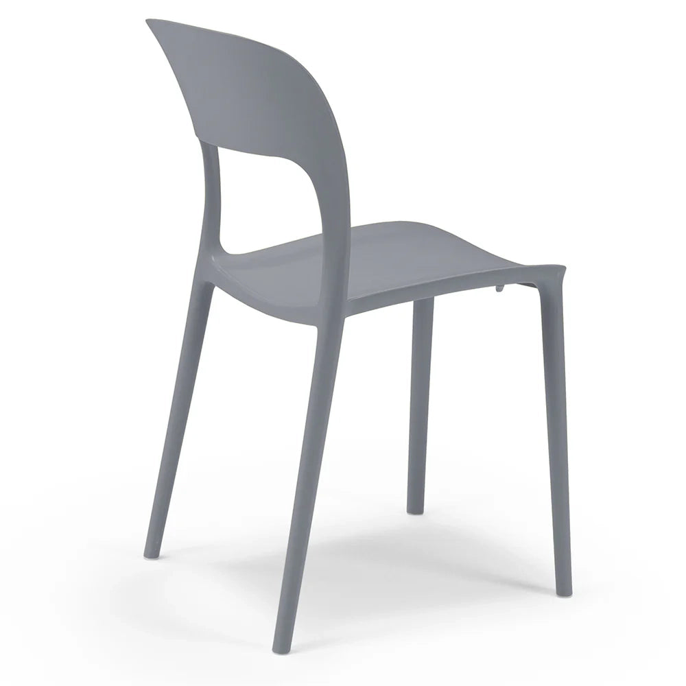 Set 6 sedie in polipropilene KATE, impilabile, resistente ai raggi UV, design moderno, ideale per sala da pranzo, cucina, sala d’attesa, bar, ristoranti o da esterno, colore Grigio Asfalto