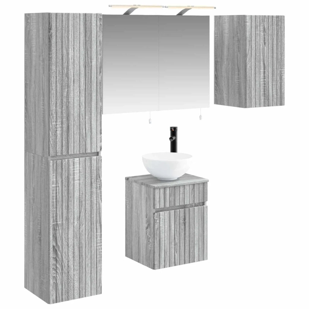 Set di Armadi da Bagno 5 pcs Sonoma grigio 40 x 10,5 x 60,5 cm 3407340