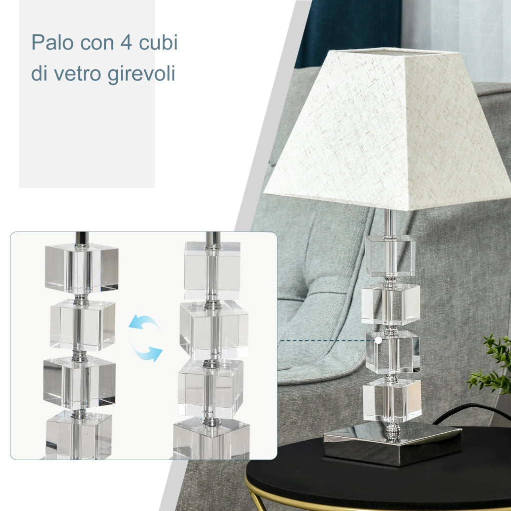 Easycomfort Lampada da Tavolo Moderna con Cristalli Girevoli, Attacco E14, Abat jour da Comodino, Casa e Ufficio