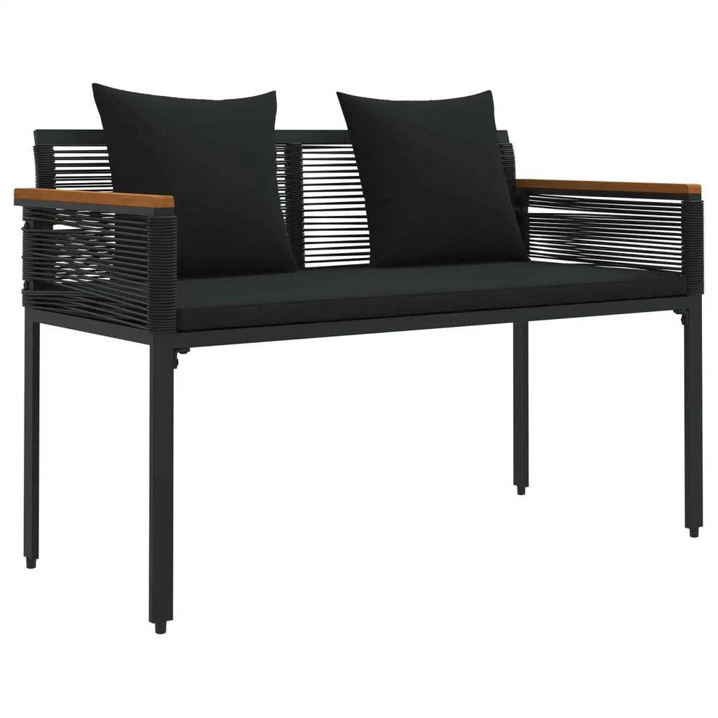 Set di Mobili da Esterno con cuscino 4 pcs Nero polyrattan