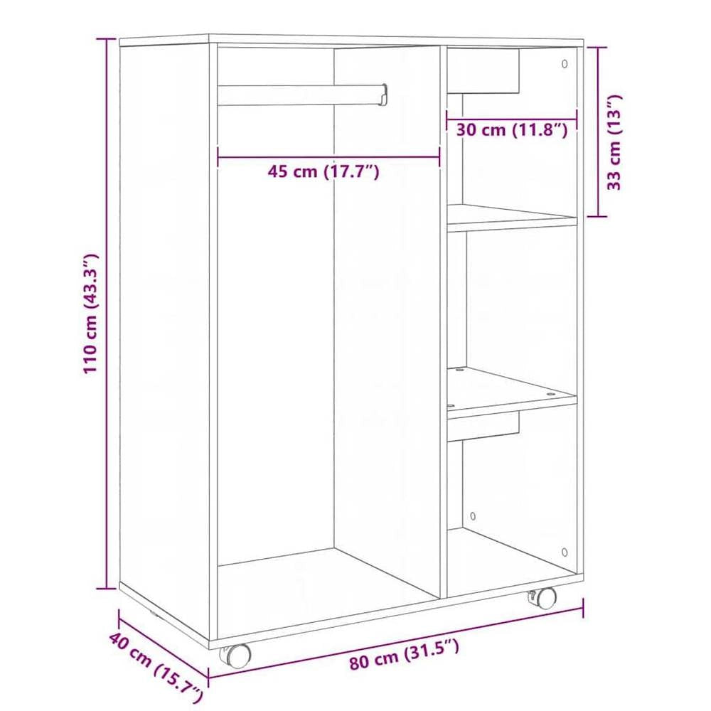 Wardrobe Sonoma Oak 80x40x110 Cm Wood-based Material