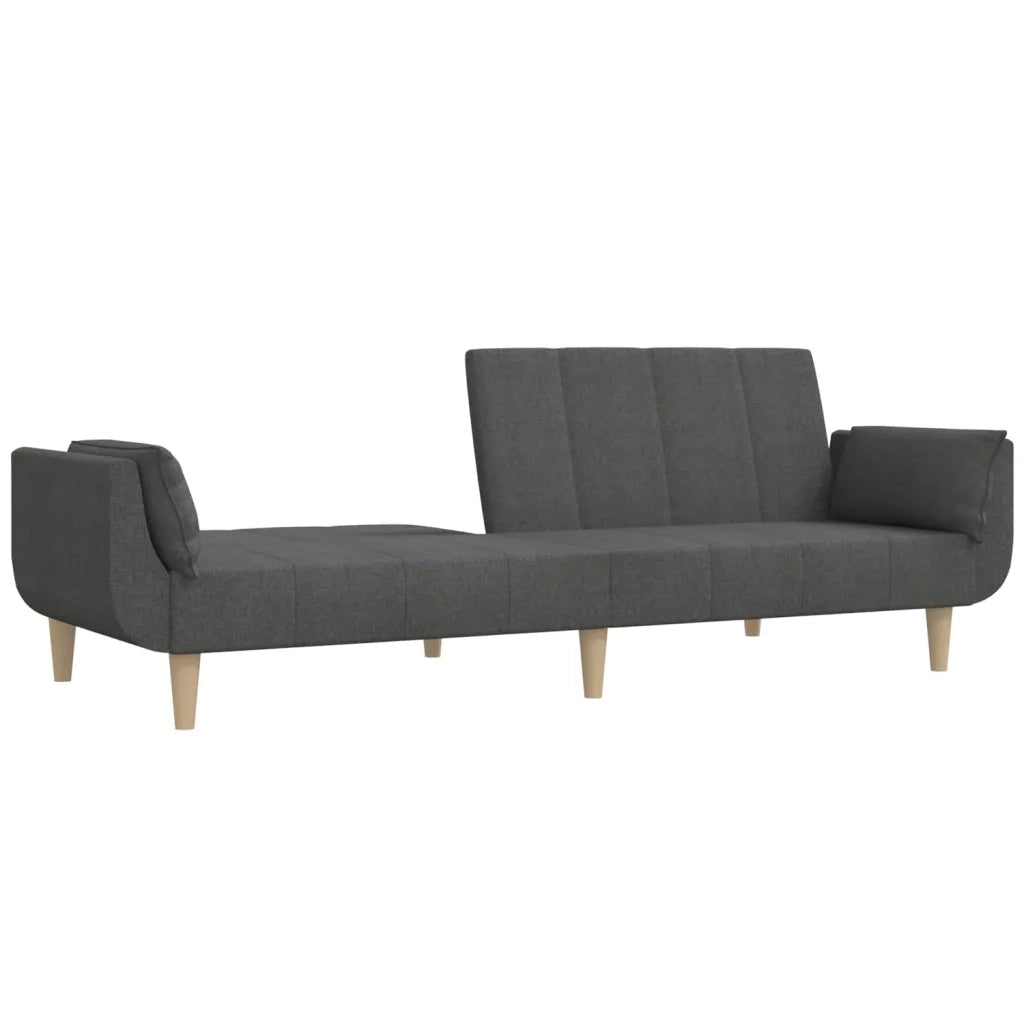 Divano Letto a 2 Posti con 2 Cuscini Grigio Scuro in Tessuto 375870