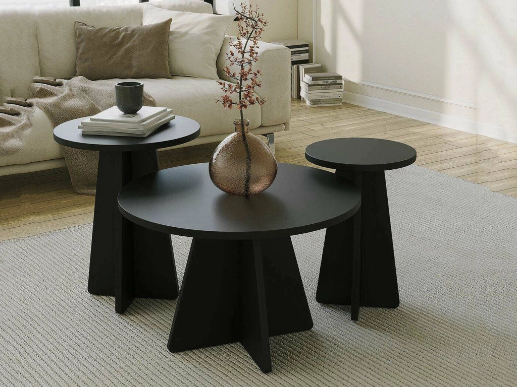Cargeghe, Tavolino da Salotto Forma Rotonda, 60x60x40h cm Nero