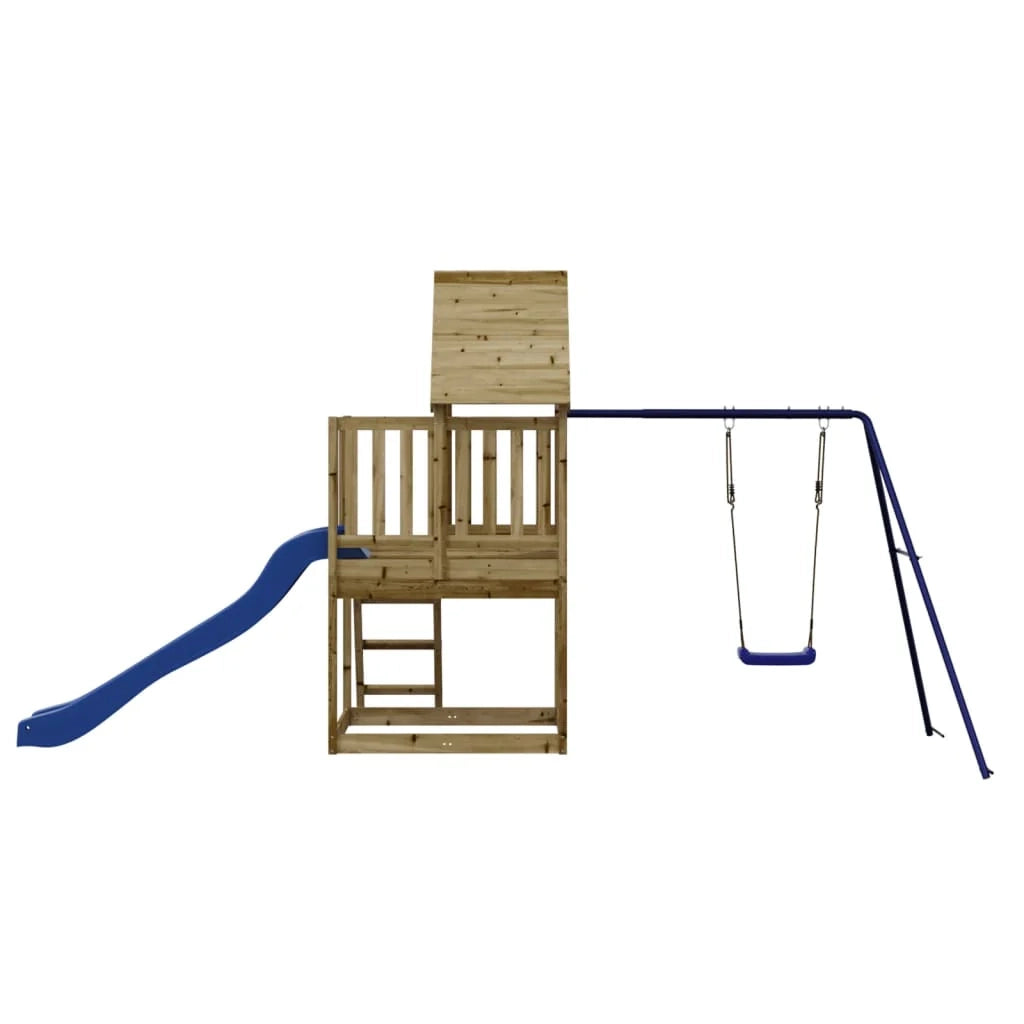 Area giochi all'aperto con altalene scivolo e robuste strutture per arrampicarsi  giochi da giardino 494 x 235 x 228 cm legno di pino impregnato 02_0004735