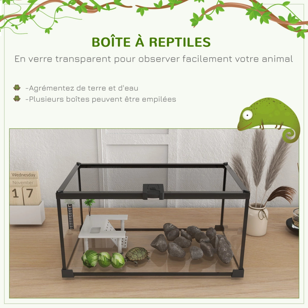 Terrario per Rettili ¨C Xylo ¨C Coperchio Scorrevole con Griglia Metallica Trasparente