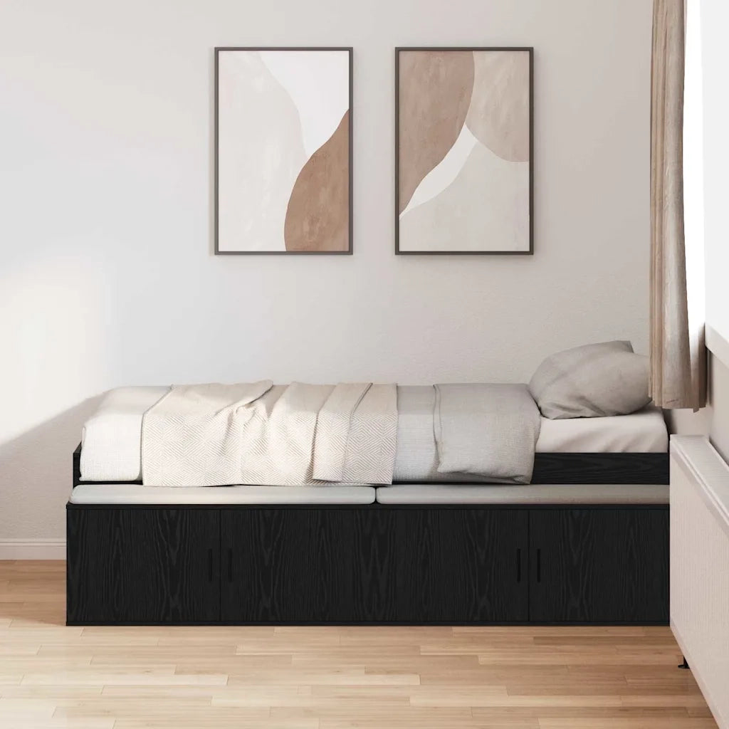 Struttura del letto con cassetto Rovere Nero 90 x 190 cm 3335206