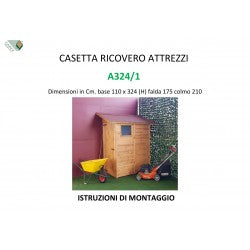 Casetta Ricovero Attrezzi da Giardino in Legno, Doghe Spessore 19 mm. Modello A324/1