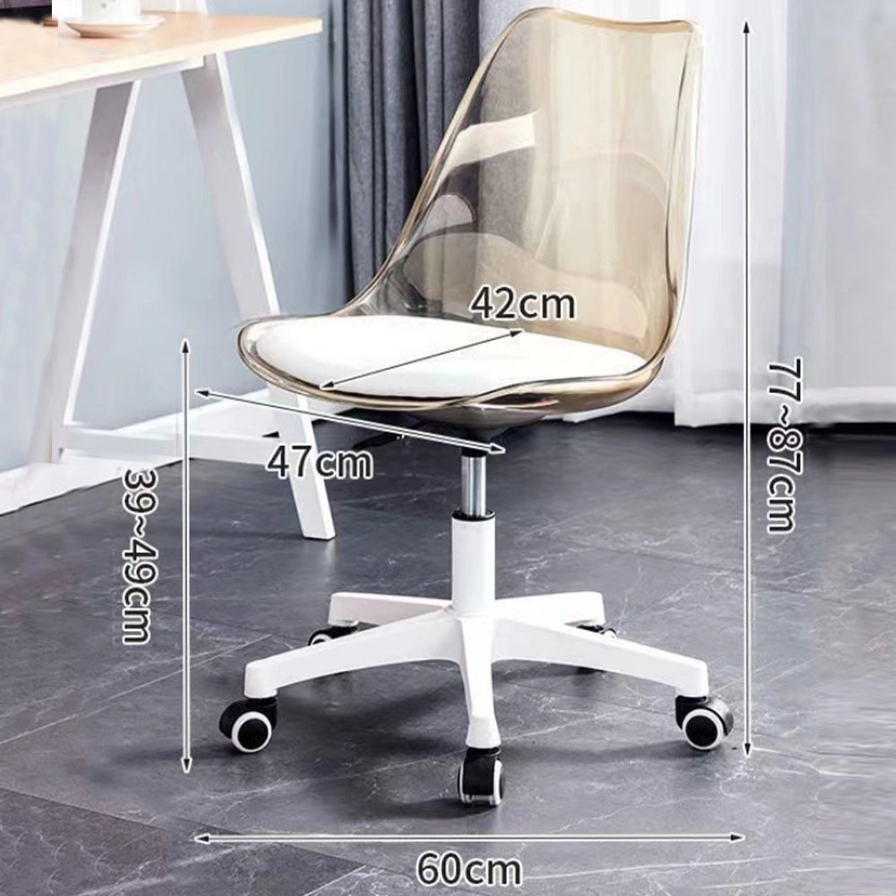 Sedia Scrivania Ufficio 5 ruote e Schienale Trasparente Poltroncina Moderna Beige