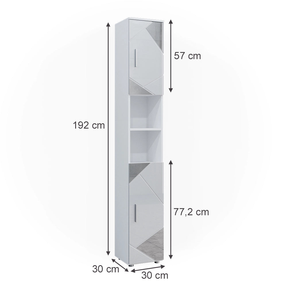 Mobile bagno alto Irma Bianco lucido con inserti 30 x 192 cm Vicco