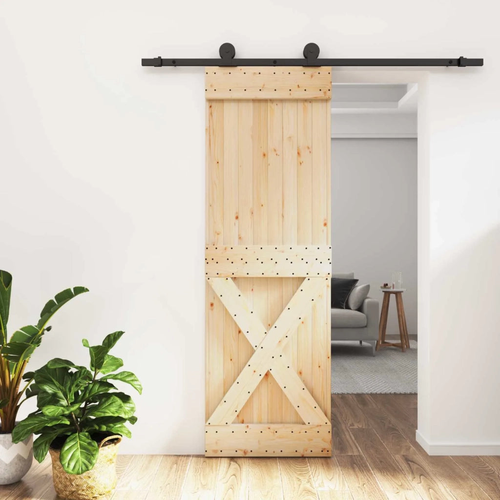 Porta scorrevole Naturale e Nero 70 x 210 cm 3444979