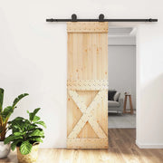 Porta scorrevole Naturale e Nero 70 x 210 cm 3444979