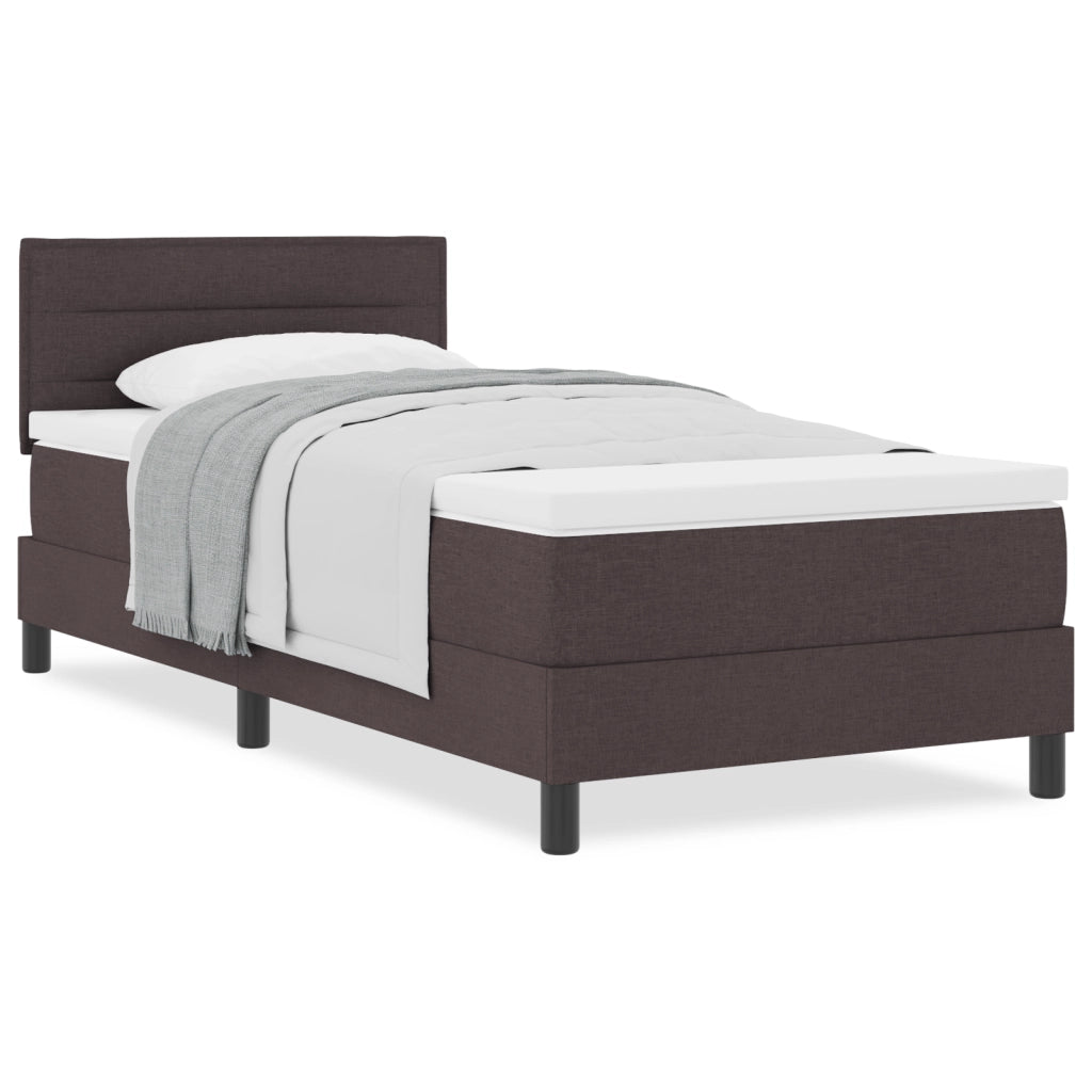 Letto con rete a molle e materasso marrone scuro 90x200 cm Tessuto