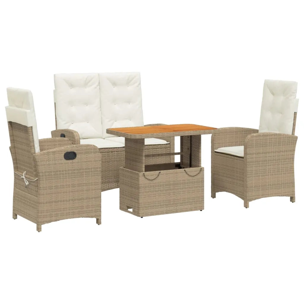 Set da Pranzo da Giardino 4 pz con Cuscini Beige in Polyrattan 3277359