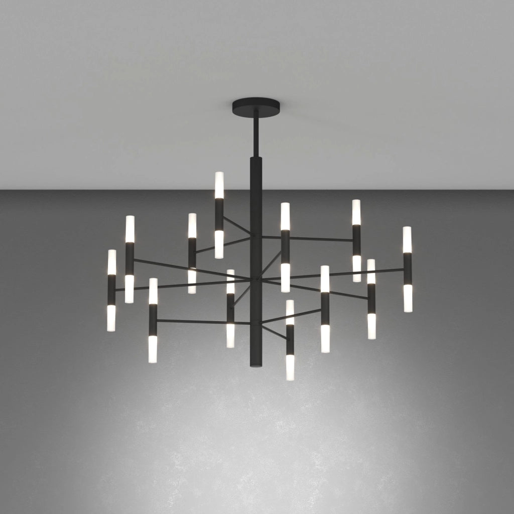 SPACE LAMPADARIO DA SOFFITTO 24 LUCI ATTACCO G9 NERO CON VETRI SATINATI