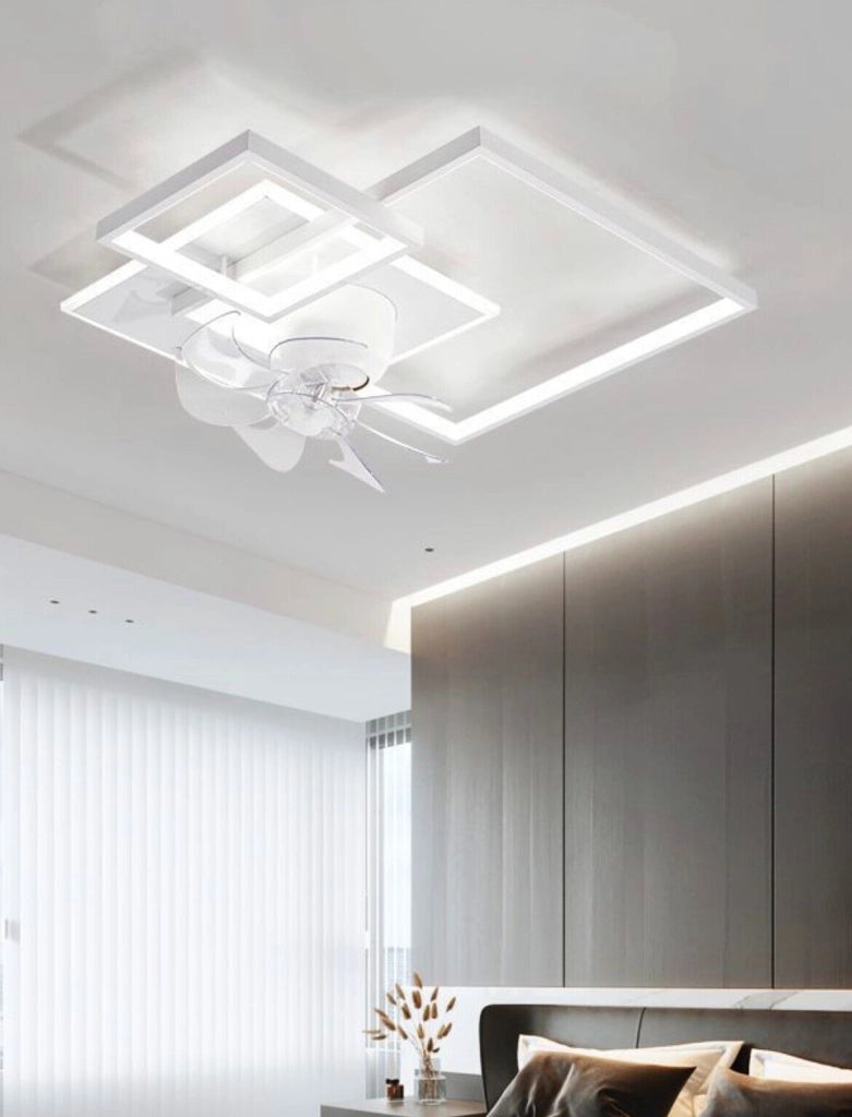 Plafoniera moderna a led con ventilatore da soffitto cambia 3 luci dimmerabile con telecomando