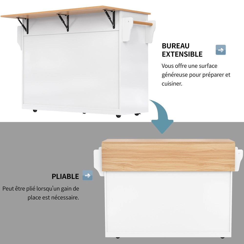 Carrello Servitore Pieghevole ¨C Xylo ¨C Bianco, Legno, 120x46x91 cm