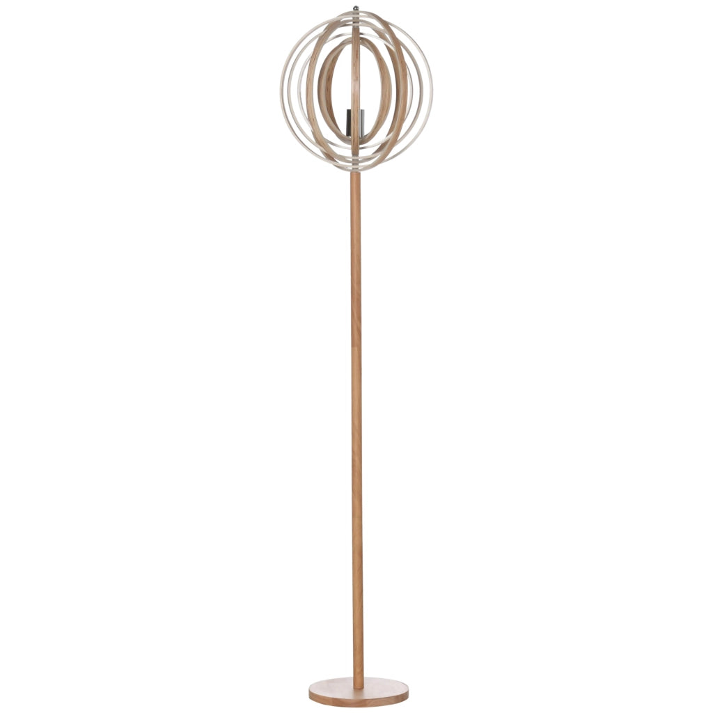 Lampada da Terra Circolare ¨C zephmum ¨C Legno Chiaro ?38x160cm 40W