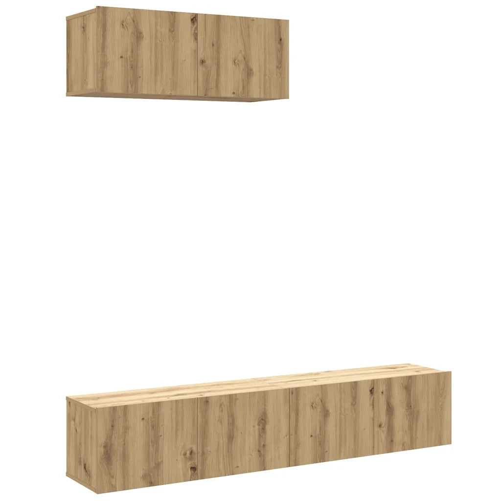 Set Mobile TV 3 pz | Armadietto TV | Mobile Porta TV Montato a Parete Rovere in Truciolato