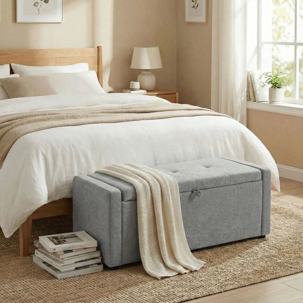 Pouf Contenitore Grigio Chiaro ¨C Zephmum ¨C 122x48x44