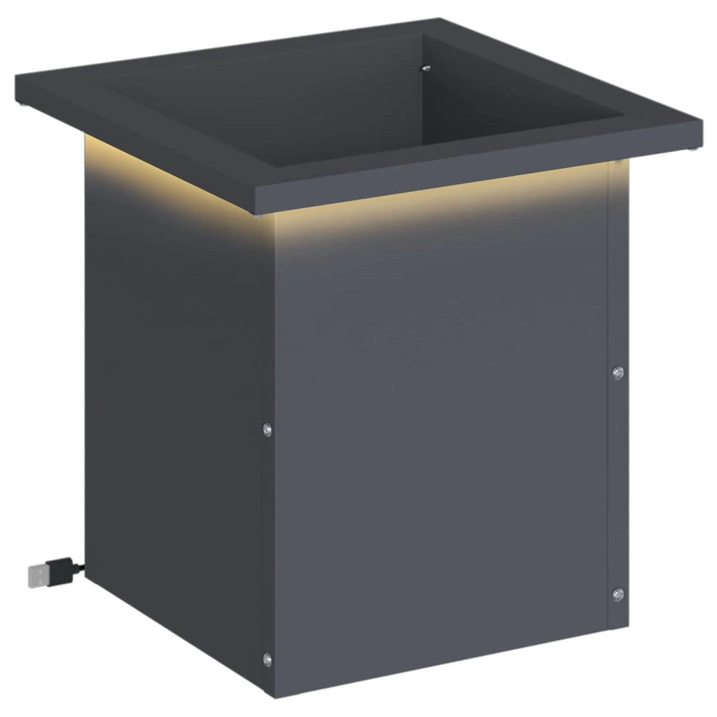 Fioriera da giardino con LED Antracite 30 x 30 x 30 cm Acciaio 8008060
