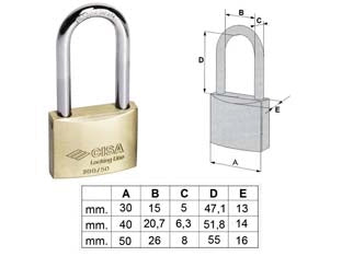 LUCCHETTO LOCKING LINE ARCO LUNGO 20011- - mm.50 (art.20011500) - 6 pezzi CISA