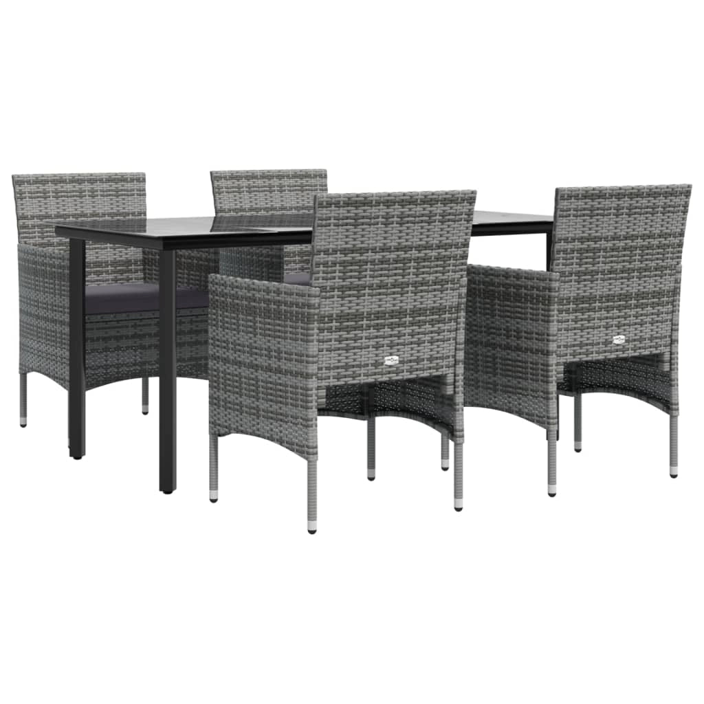 Set da pranzo da giardino 5 pezzi con mobili da esterno e cuscini grigio/nero 02_0014188