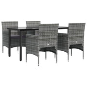 Set da pranzo da giardino 5 pezzi con mobili da esterno e cuscini grigio/nero 02_0014188
