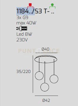 SOSPENSIONE CROMO 3 LUCI TONDA VETRI FU + RA + OR 1184CR-S3 T-MC