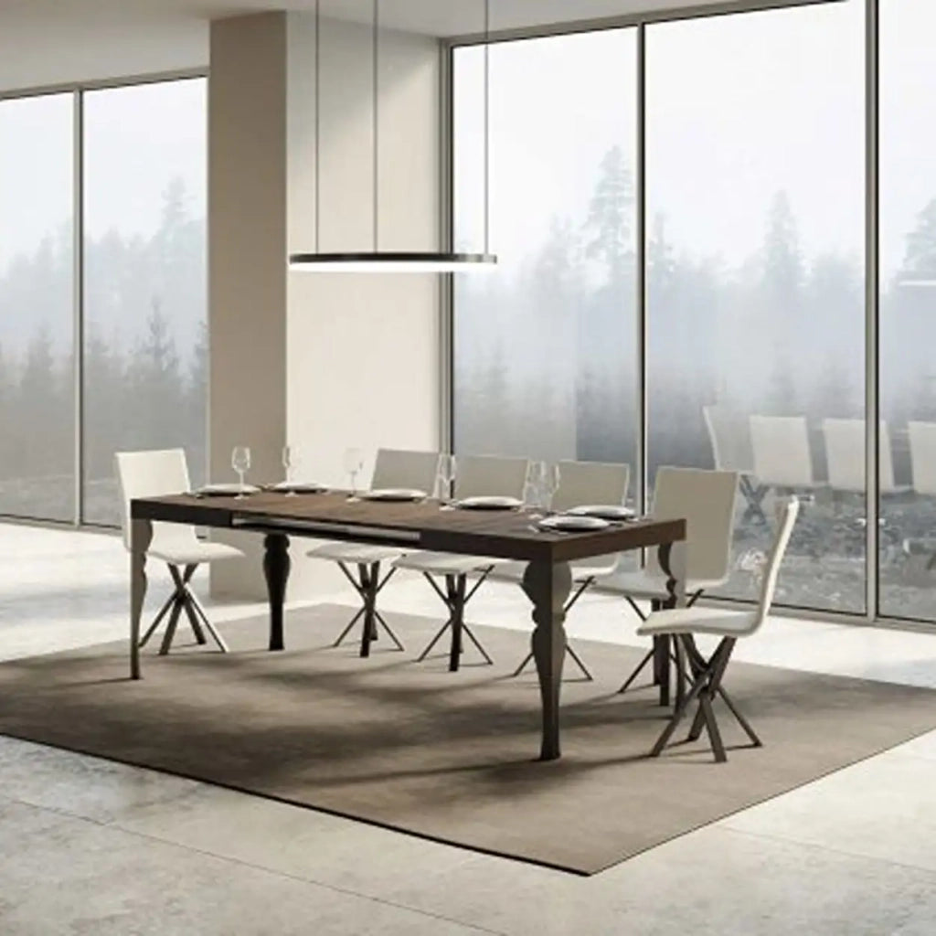 Tavolo allungabile 120/224x90 cm Paxon colore noce gambe antracite