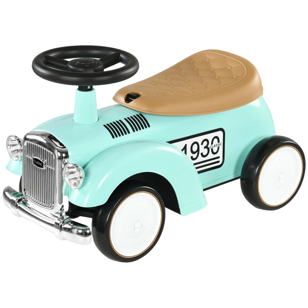 Coche Correpasillos per Bambini con Volante e Cassetto ¨C zephmum ¨C Verde Mint 58x27x35 cm