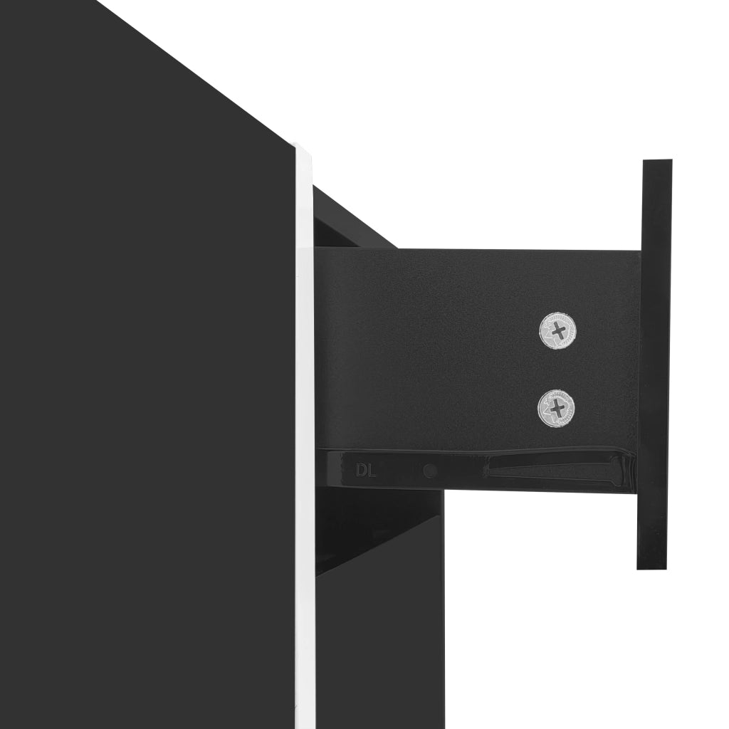 Mobile TV lussuoso - Zephmum - Nero lucido, gambe bianche, ante e cassetti eleganti, luce LED