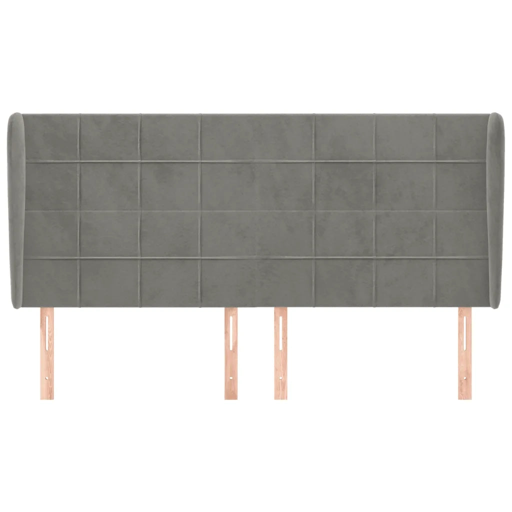 Testiera | Testata ad Orecchio Grigio Chiaro 183x23x118/128 cm in Velluto
