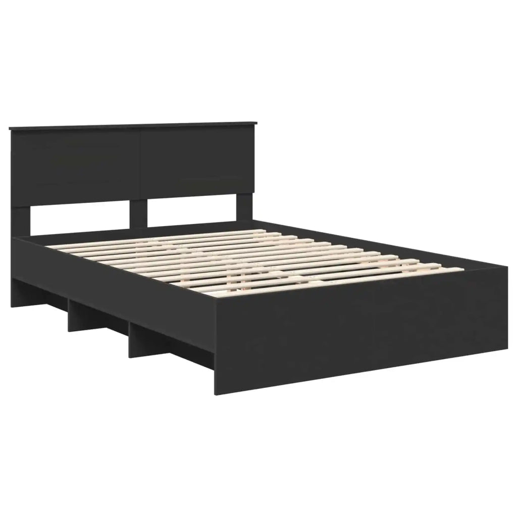 Struttura del letto-Giroletto Nero 150 x 200 cm Legno multistrato 742169