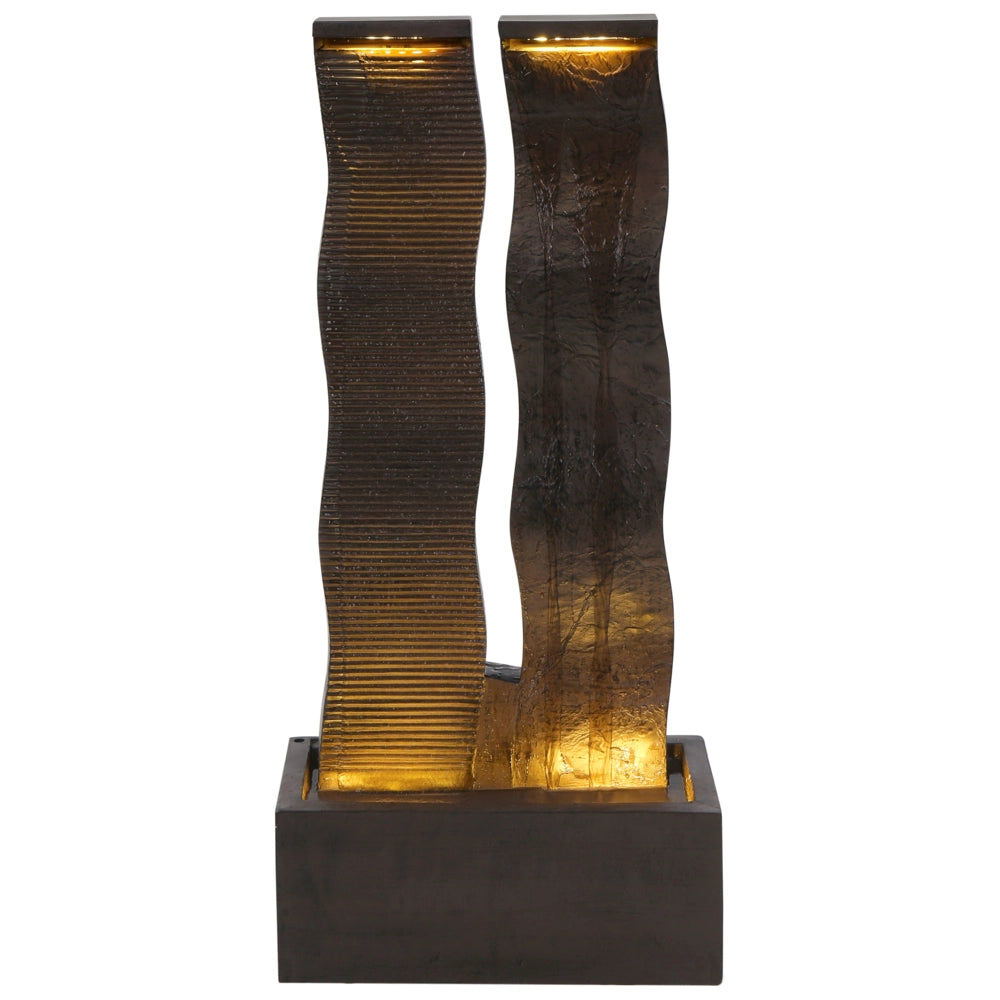 Fontana da giardino in resina marrone per esterni con luce LED inserita Design moderno