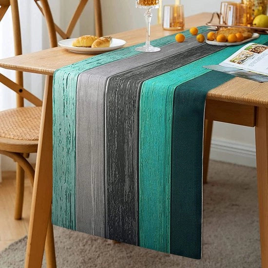 Placemats per moderna sala da pranzo in stile landhaus con design a motivi floreali in legno verde, dimensioni 33 x 183 cm.