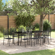 Set Pranzo Giardino 9 Pezzi Nero Cotone e Acciaio