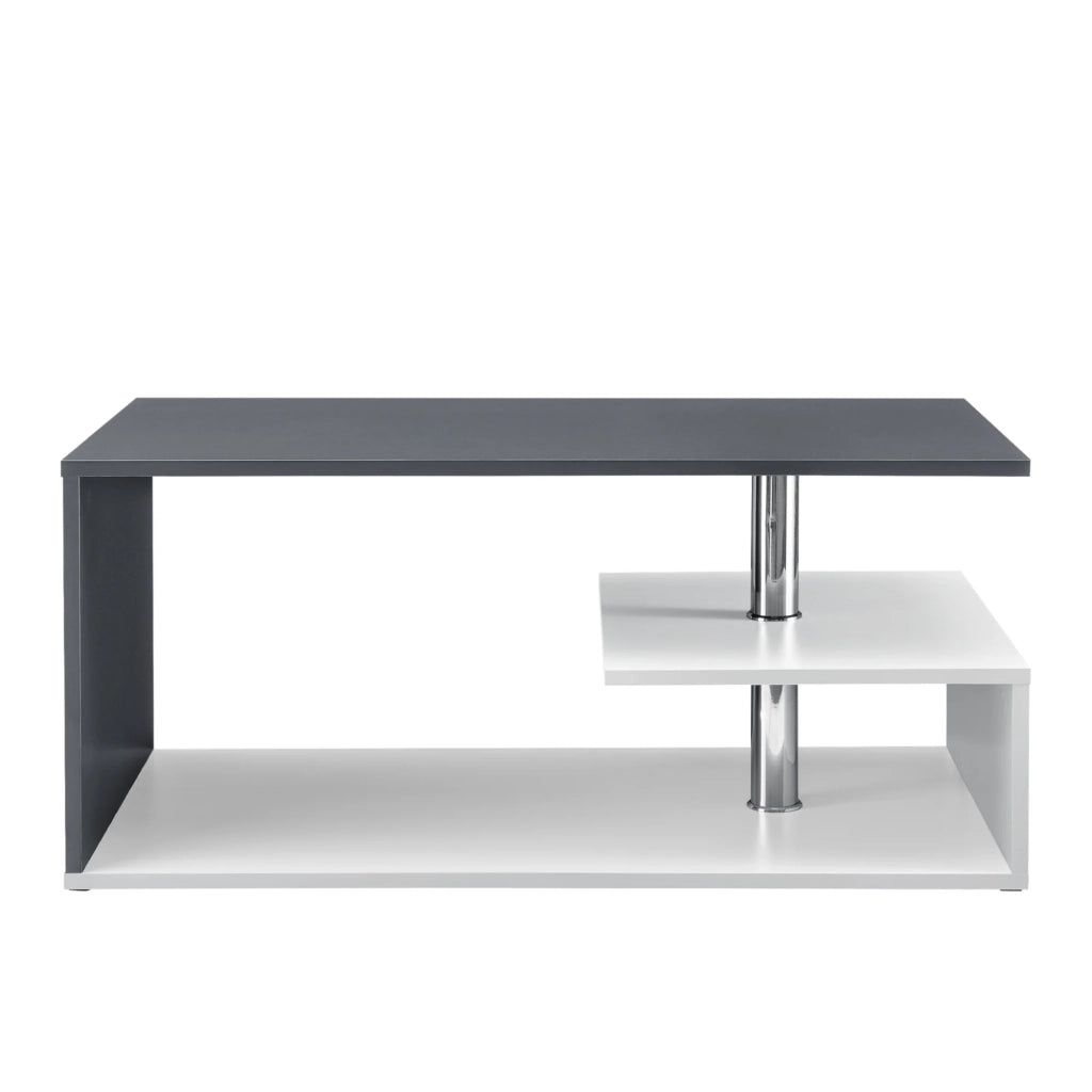 Tavolino da salotto con ripiano portaoggetti in MDF 90 cm bianco e grigio scuro 03_0004158