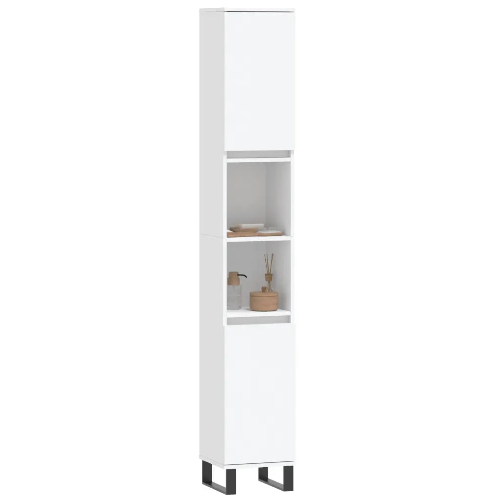 Armadietto da Bagno | Armadio da bagno Bianco 30x30x190 cm in Legno Multistrato