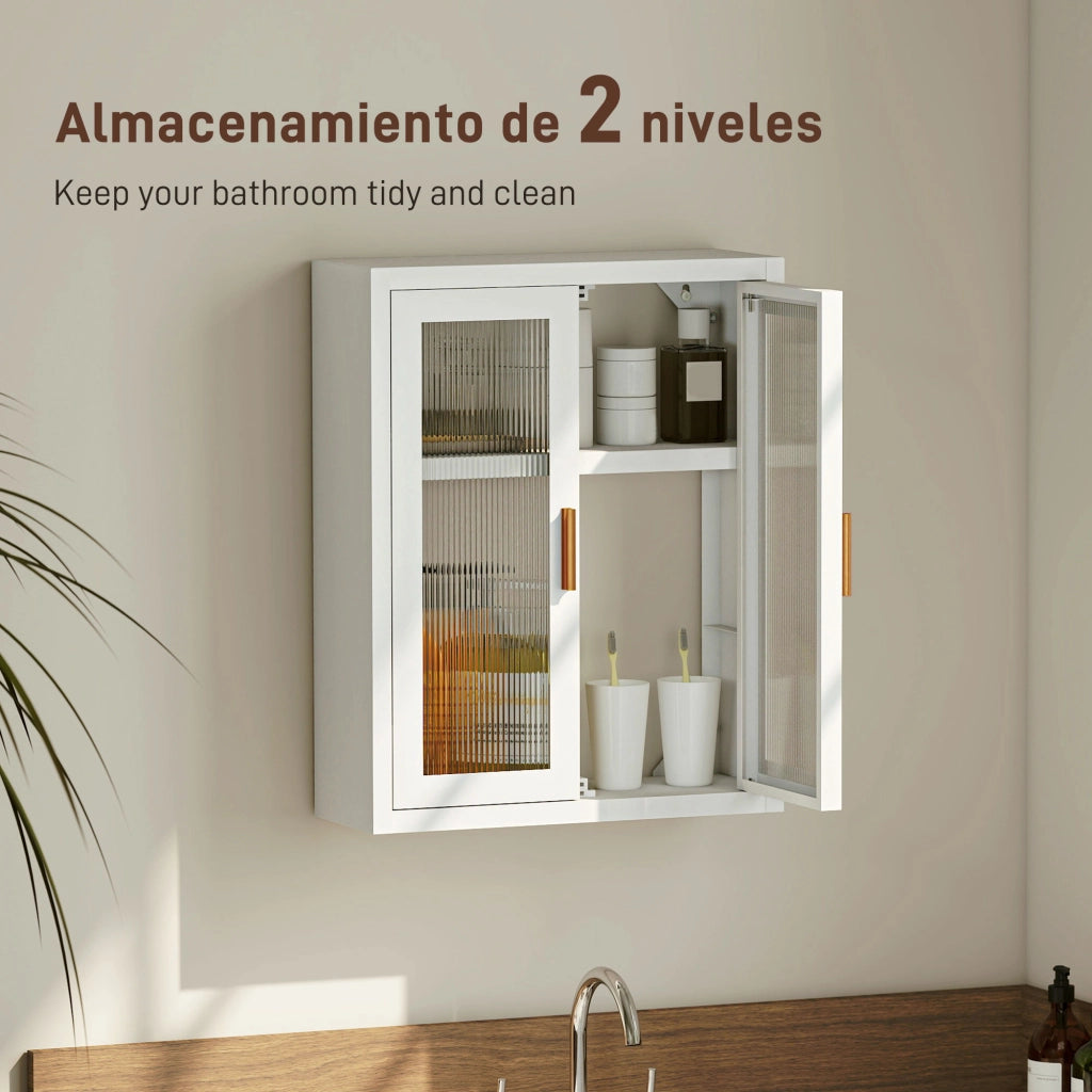 Armadietto Bagno Sospeso ¨C zephmum ¨C Bianco Acrilico con Ripiano Regolabile