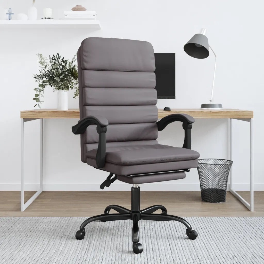 Poltrona da Ufficio Massaggiante Reclinabile Grigio Similpelle 349729