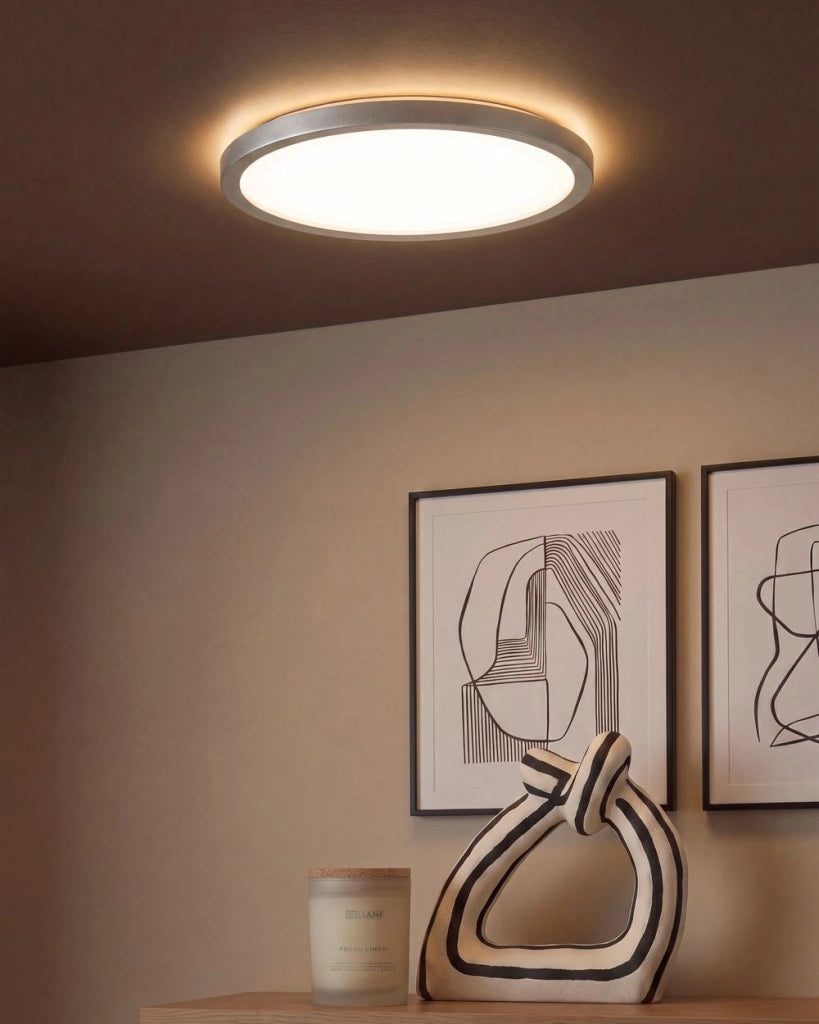 Plafoniera LED Argento 30 cm Sintetica Rotonda Pannello Luminoso LED a Filo Soffitto con Telecomando