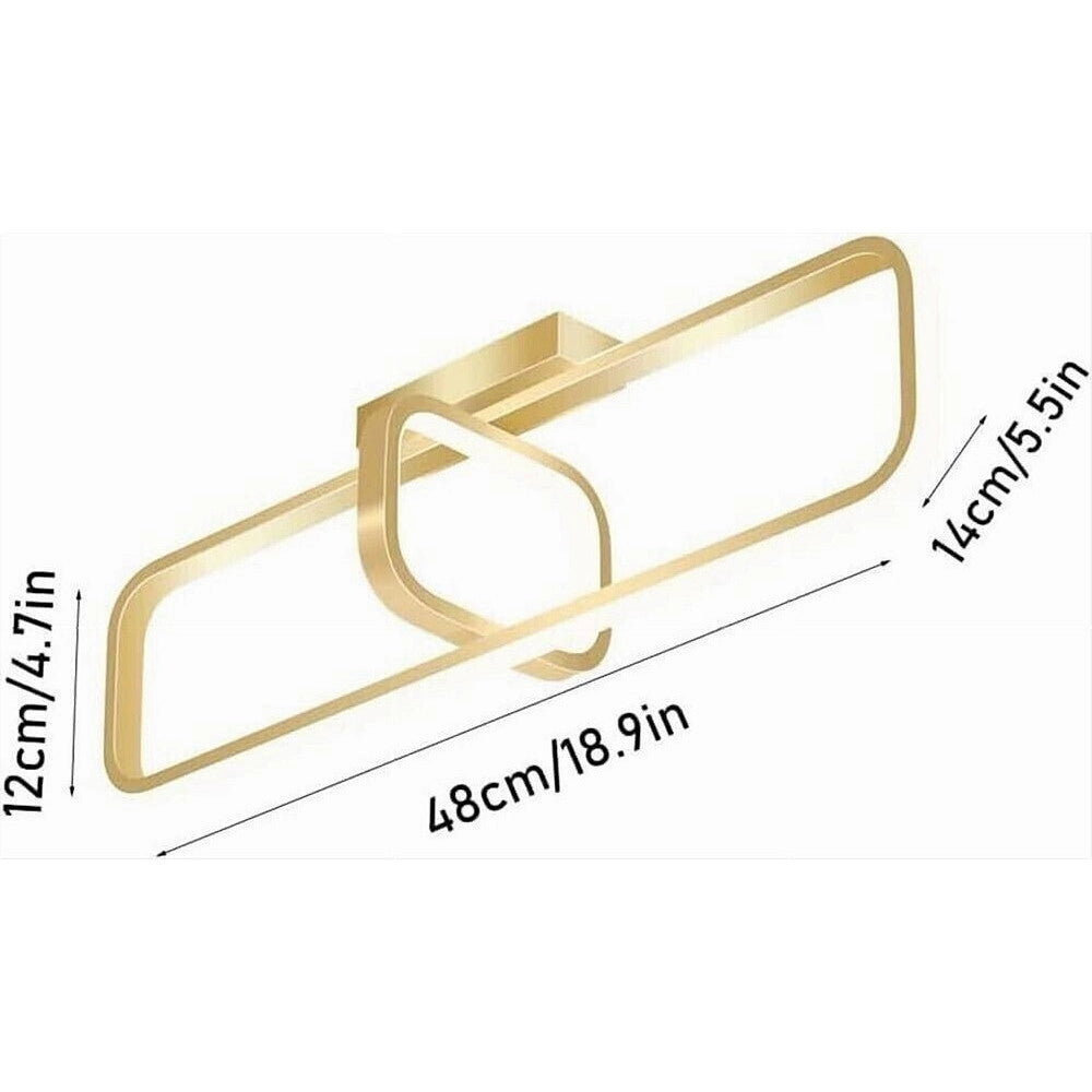 Trade Shop - Plafoniera Led 32 W Rettangolare Oro Design Moderno Lampadario A Soffitto 50224 -