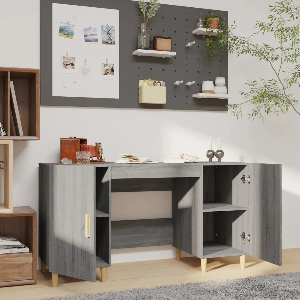 Scrivania Grigio Sonoma 140x50x75 cm in Legno Multistrato cod mxl 65751